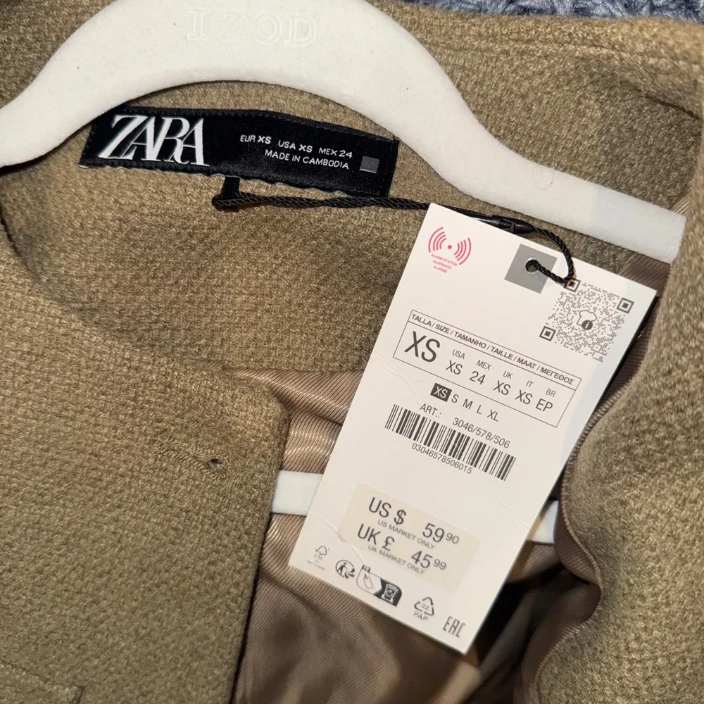 NWT Zara Tan/Khaki Blazer with Gold Buttons, XS - Picture 7 of 7